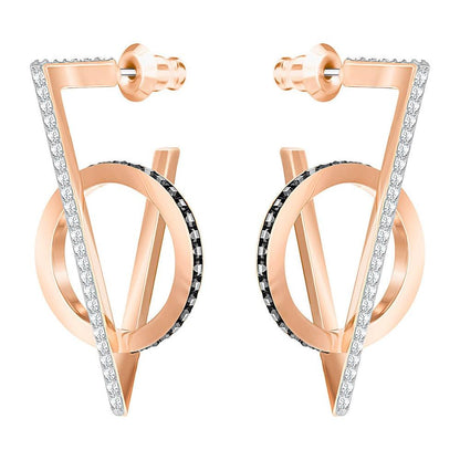 SWAROVSKI Hero Triangle Pierced Earrings - Gray - Rose Gold Plating #5354757