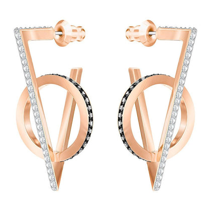 SWAROVSKI Hero Triangle Pierced Earrings - Gray - Rose Gold Plating #5354757