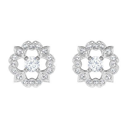 SWAROVSKI Sparkling Dance Rhodium Plated & Clear Crystal Flower Earrings #5396227