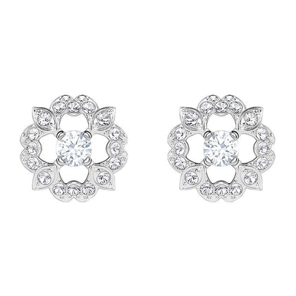 SWAROVSKI Sparkling Dance Rhodium Plated & Clear Crystal Flower Earrings #5396227