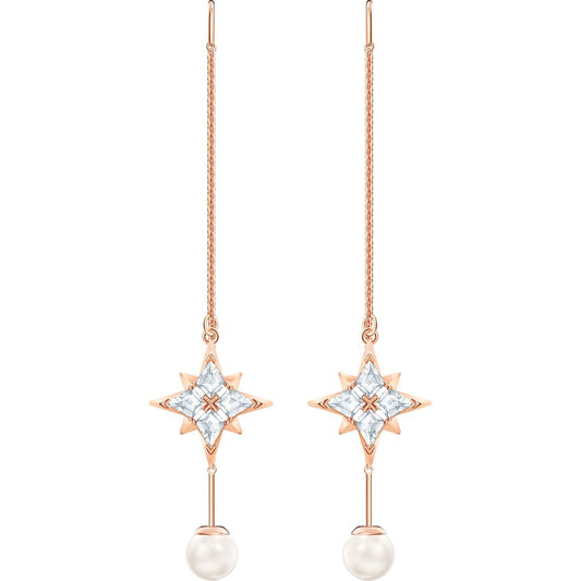 SWAROVSKI Symbolic Chain Pierced Earrings - White & Rose-gold tone plated #5494344