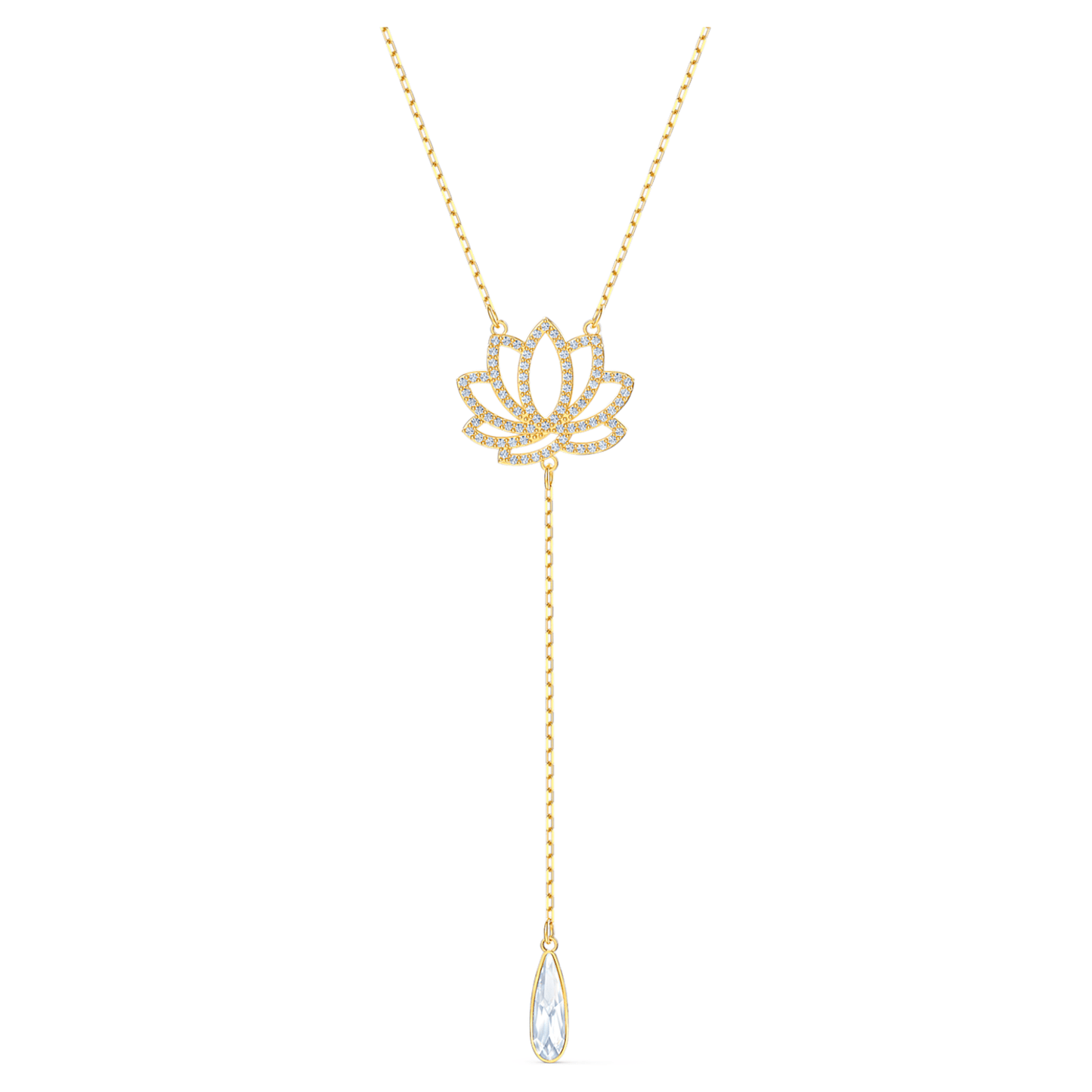 SWAROVSKI Symbolic Lotus Necklace - White & Gold-tone Plated #5521346