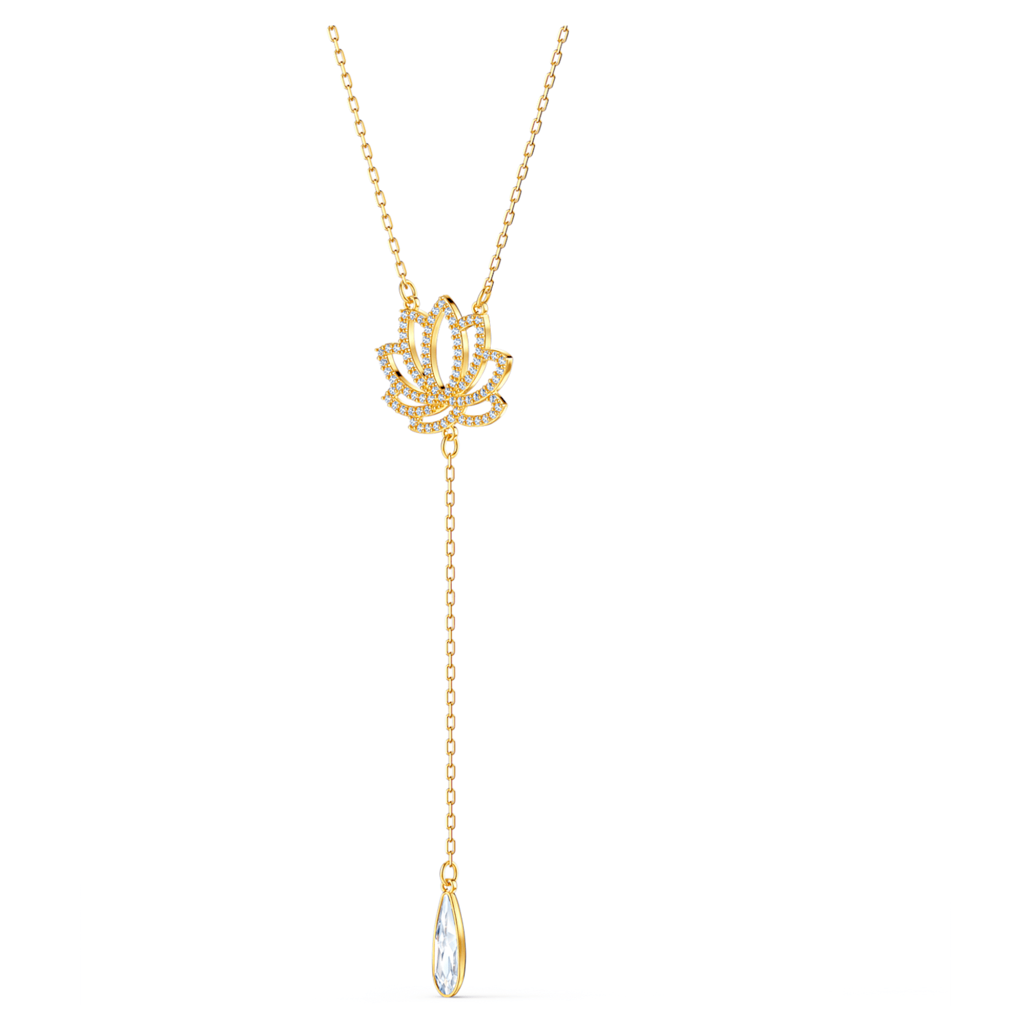SWAROVSKI Symbolic Lotus Necklace - White & Gold-tone Plated #5521346