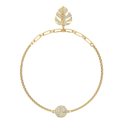 SWAROVSKI Remix Gold Tone Plated White Crystal Palm Leaf Bracelet - M size #5528850