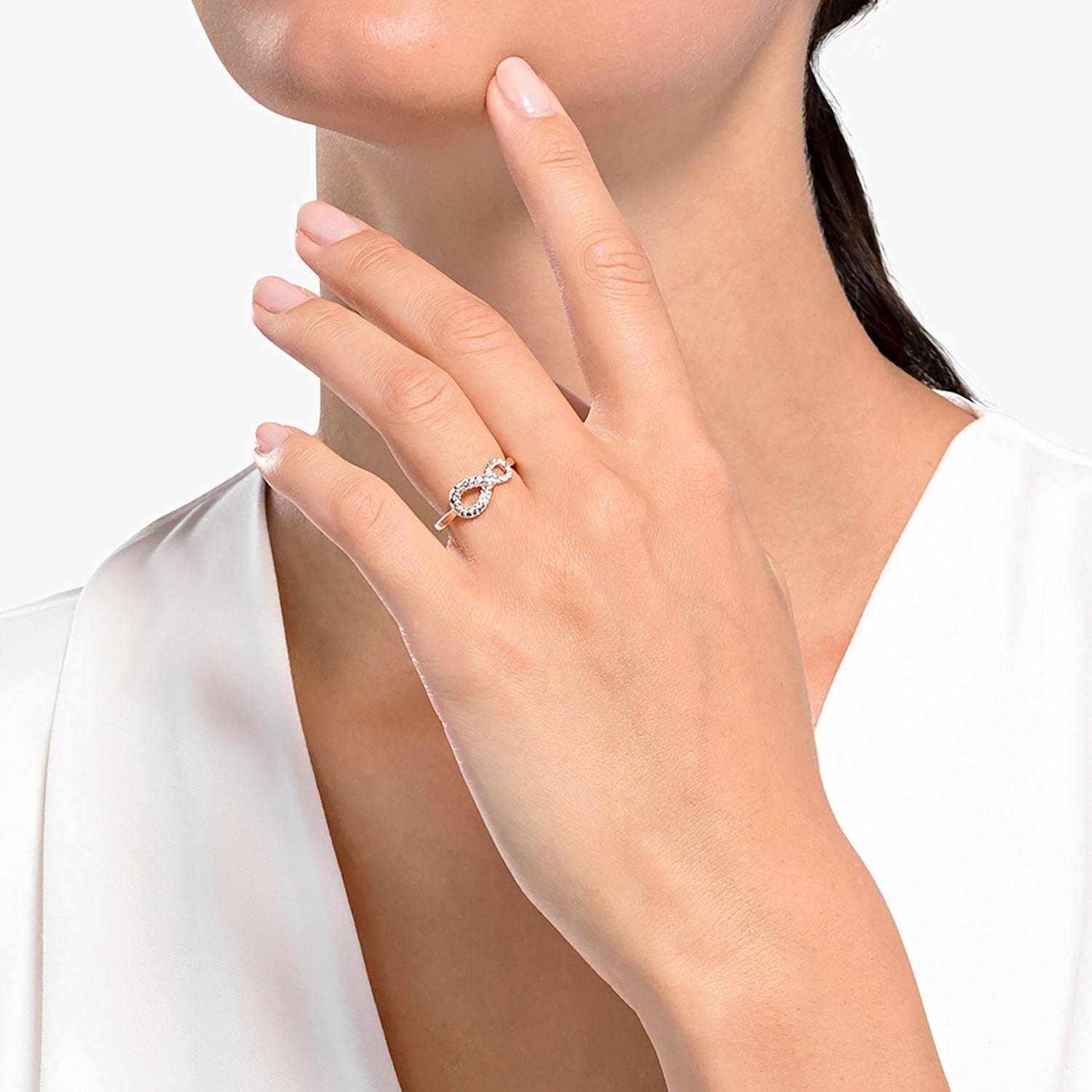 SWAROVSKI Infinity Ring - White & Rose Gold Tone Plated - Size 52 #5535400