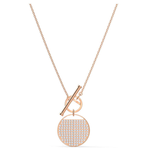 SWAROVSKI Ginger T Bar Necklace - White & Rose Gold Tone Plated #5567529