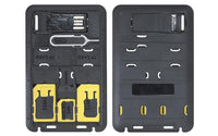 3 in 1 credit-card-sized Sim card kit with Nano-SIM, Micro-SIM and Normal SIM Card adapters and USB SD card reader and holder sim card holder