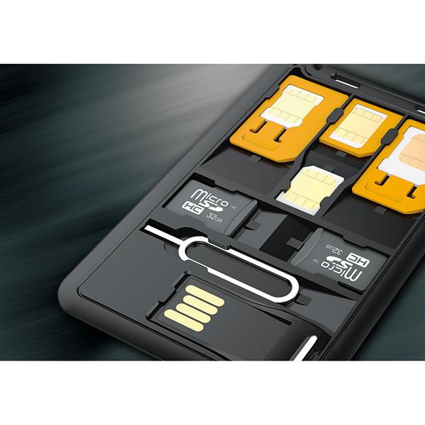 3 in 1 credit-card-sized Sim card kit with Nano-SIM, Micro-SIM and Normal SIM Card adapters and USB SD card reader and holder for frequent business travelers sim card adapter