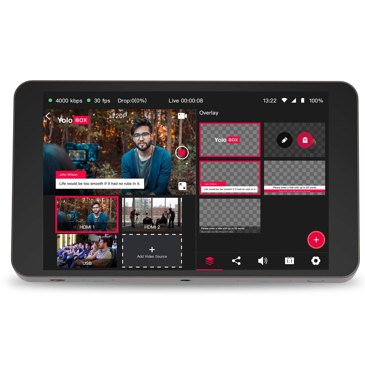 YoloLiv YoloBox Portable Live Stream Studio - Streams to YouTube, Facebook, Twitch real time editing