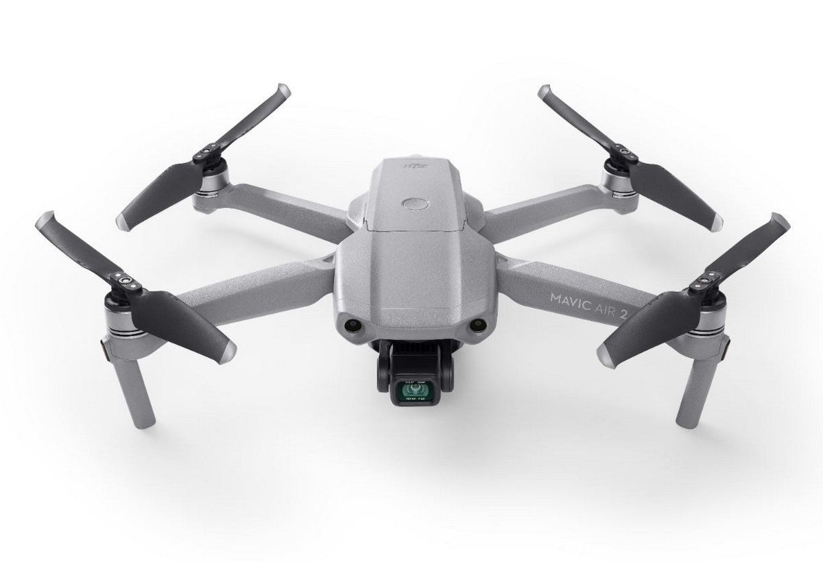 DJI Mavic Air 2 Fly More Combo - Drone Quadcopter UAV with 48MP Camera 4K Video 8K Hyperlapse 1/2" CMOS Sensor 3-Axis Gimbal 34min Flight Time ActiveTrack 3.0 Ocusync 2.0, Gray-dji-mavic-air-2-fly-more-combo-drone-front-top