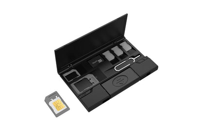dimbuyshop All in one mini card-sized Sim card case wallet with Sim adapter trays and TF card reader for frequent travelers
