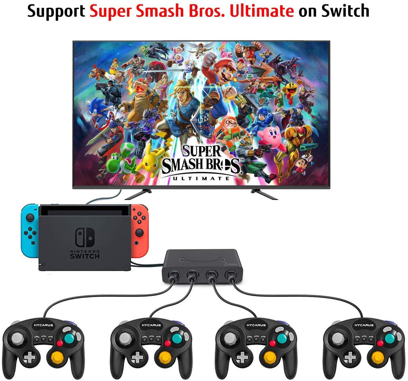 GameCube Controller Adapter for Wii U, Nintendo Switch and PC USB by Lexuma - switch