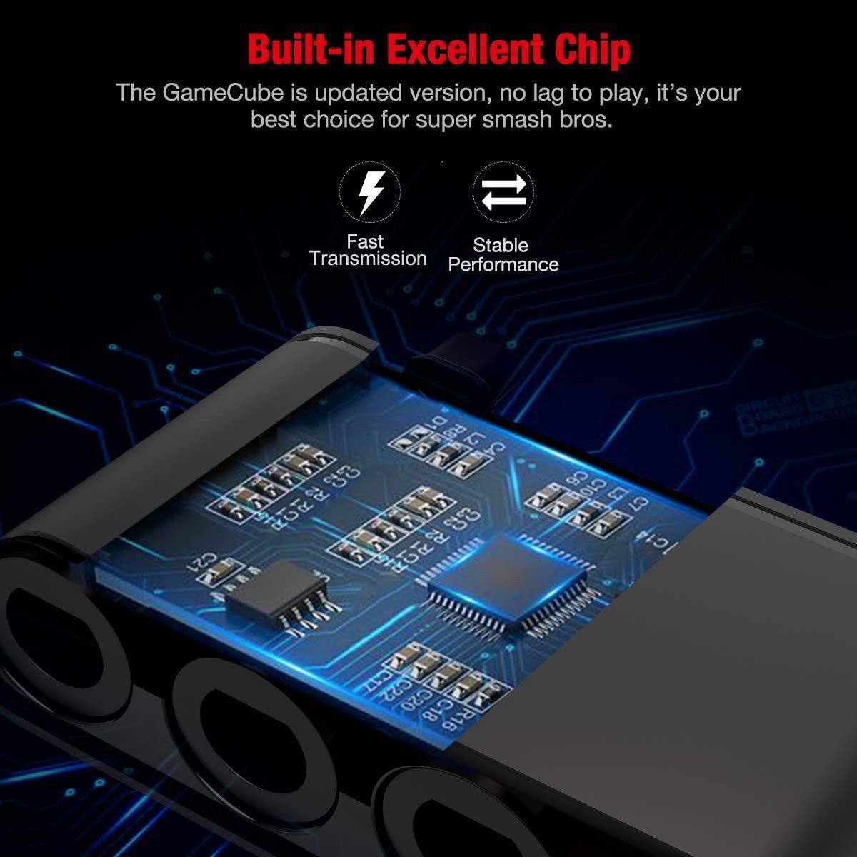 GameCube Controller Adapter for Wii U, Nintendo Switch and PC USB by Lexuma - built-in excellent chip